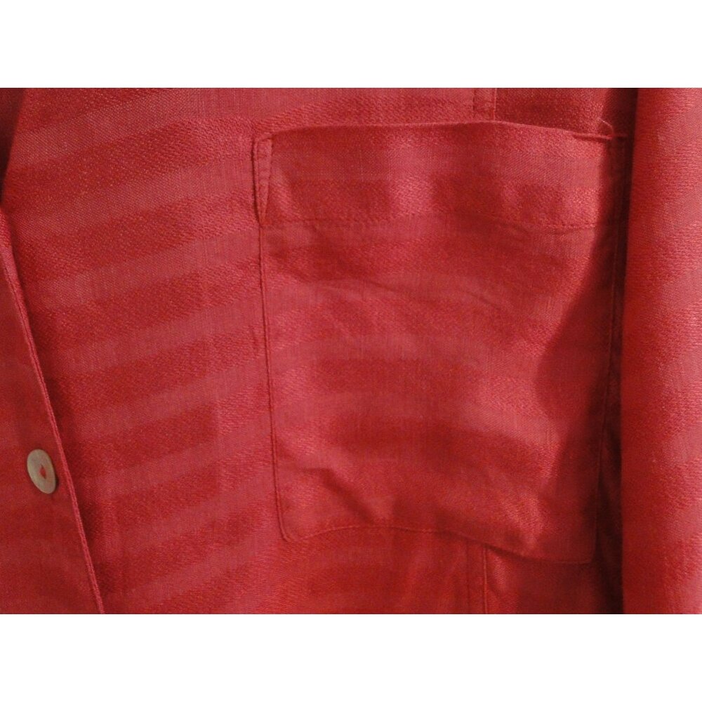 TravelSmith Womens XL Tunic Blouse Pink Button Front Pocket Rayon Linen High Low - Picture 7 of 11